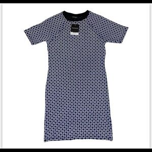 Topshop Short Sleeve Blue Fitted Dress